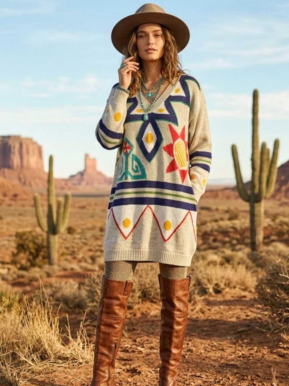 NWT Deadstock 80s vintage I.B. Diffusion geometric knit tunic sweater Size M